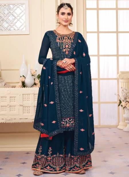 Blue Colour KESARI SONI KUDI 4 Heavy Wedding Wear Georgette Designer Latest Salwar Suit Collection 1018